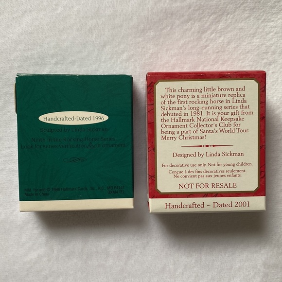 🎄Vintage Hallmark🎄Keepsake Ornaments Set of 2 Miniature Rocking Horses - Picture 5 of 5